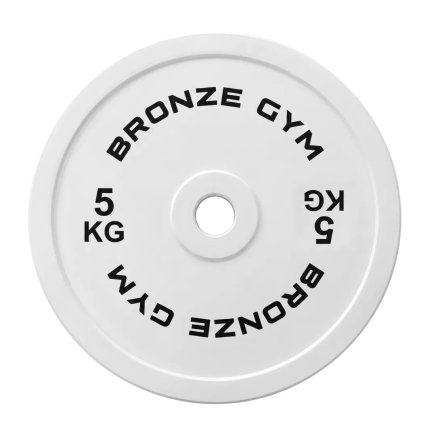 Диск 5 кг BRONZE GYM калиброванный для пауэрлифтинга, белый