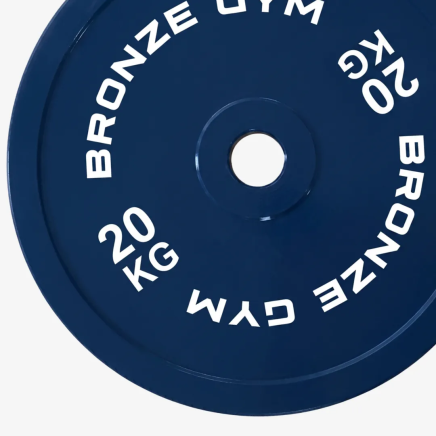 Диск 20 кг BRONZE GYM калиброванный для пауэрлифтинга, синий