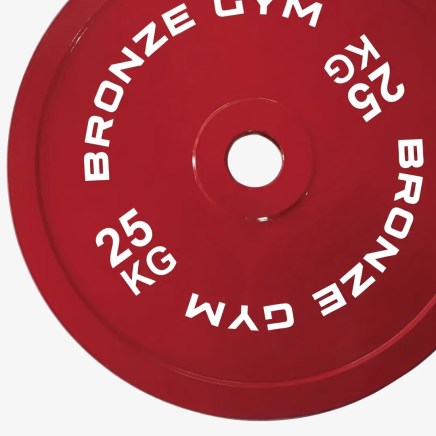 Диск 25 кг BRONZE GYM калиброванный для пауэрлифтинга, красный