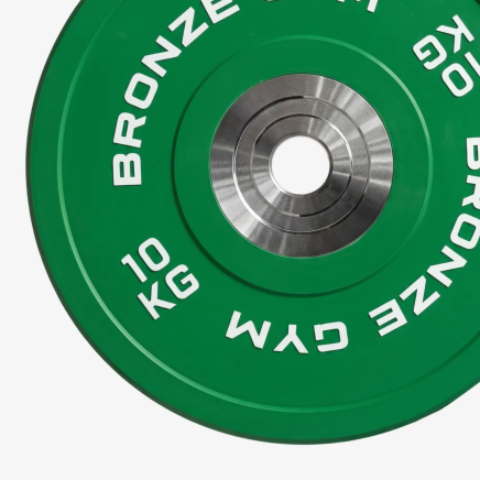 Диск 10 кг BRONZE GYM олимпийский тяжелоатлетический, зеленый
