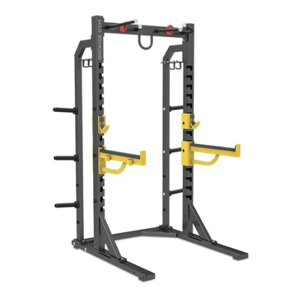 BRONZE GYM BR-1030 Полурама для приседов, чёрно-жёлтая