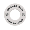 Диск 0,25 кг BRONZE GYM калиброванный для пауэрлифтинга, белый — фото 1