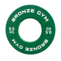 Диск 0,5 кг BRONZE GYM калиброванный для пауэрлифтинга, зеленый — фото 1
