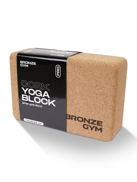 Блок для йоги BRONZE GYM, 23х15х7,5 см.,пробка — фото 4