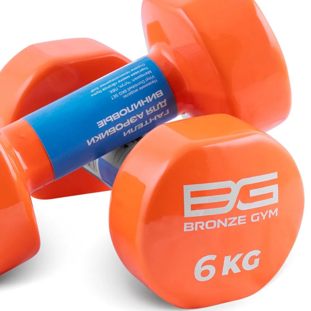 Гантели для аэробики виниловые BRONZE GYM,6 кг., пара — фото 2