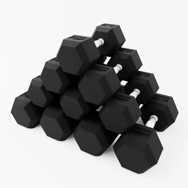 BRONZE GYM 2,5-25 кг - 10 пар, шаг 2,5 кг Набор гексагональных обрезиненных гантелей