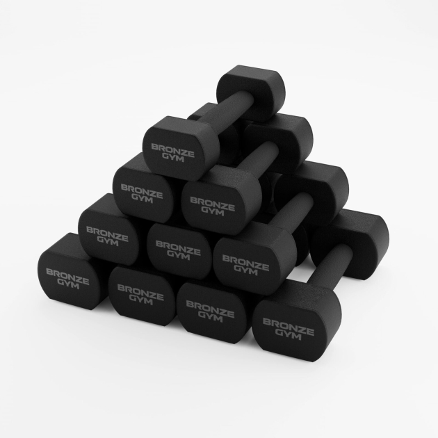 BRONZE GYM, 1-10 кг - 10 пар, шаг 1 кг Набор термополиуретановых гантелей