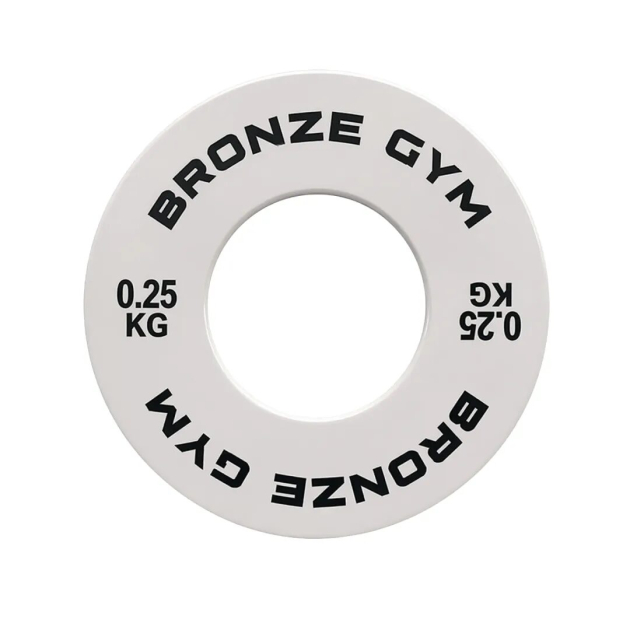 Диск 0,25 кг BRONZE GYM калиброванный для пауэрлифтинга, белый