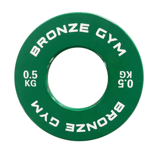 Диск 0,5 кг BRONZE GYM калиброванный для пауэрлифтинга, зеленый
