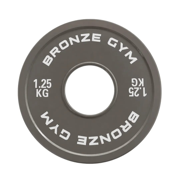 Диск 1,25 кг BRONZE GYM калиброванный для пауэрлифтинга, серый