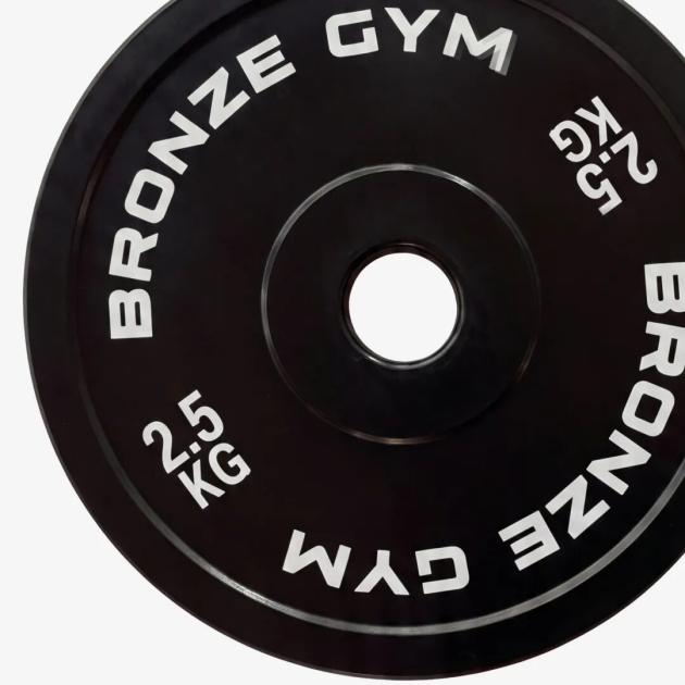 Диск 2,5 кг BRONZE GYM калиброванный для пауэрлифтинга, черный — фото 2