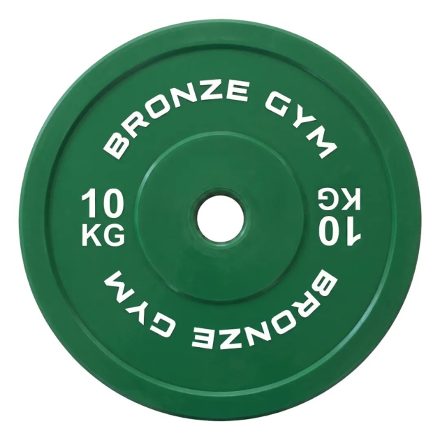 Диск 10 кг BRONZE GYM калиброванный для пауэрлифтинга, зеленый