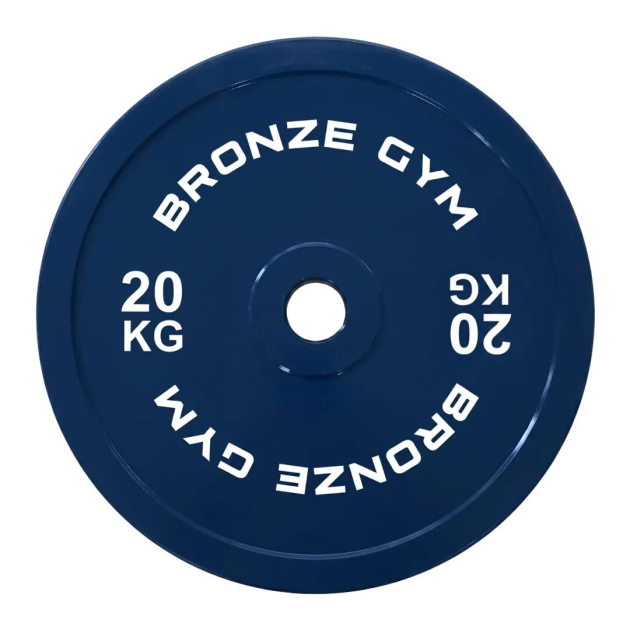 Диск 20 кг BRONZE GYM калиброванный для пауэрлифтинга, синий