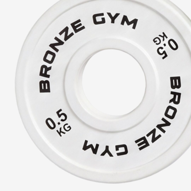 Диск 0,5 кг BRONZE GYM олимпийский тяжелоатлетический, белый — фото 2