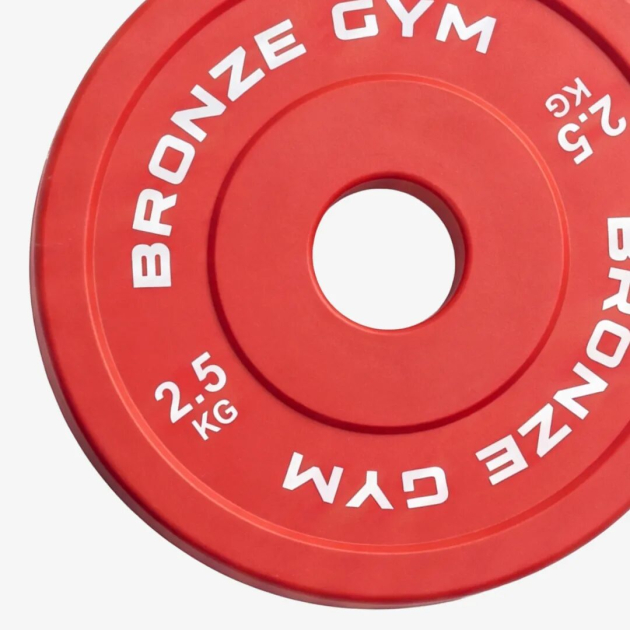 Диск 2,5 кг BRONZE GYM олимпийский тяжелоатлетический, красный — фото 2