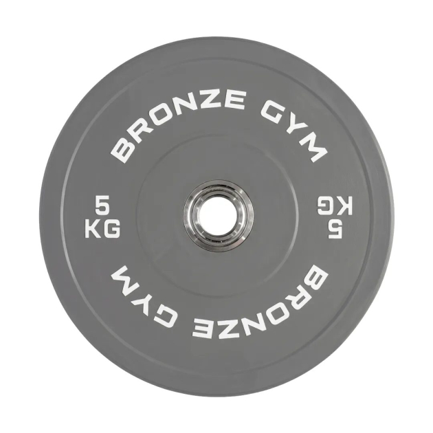 Диск 5 кг BRONZE GYM олимпийский тяжелоатлетический, серый