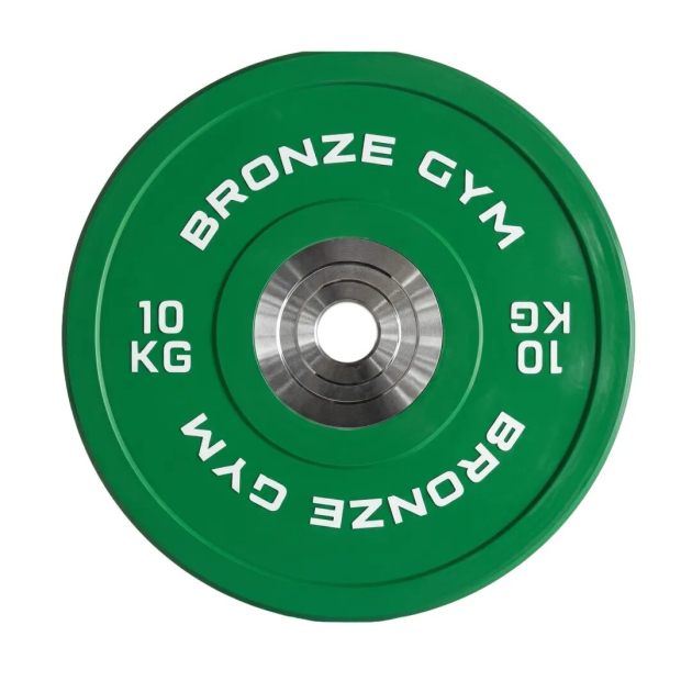 Диск 10 кг BRONZE GYM олимпийский тяжелоатлетический, зеленый