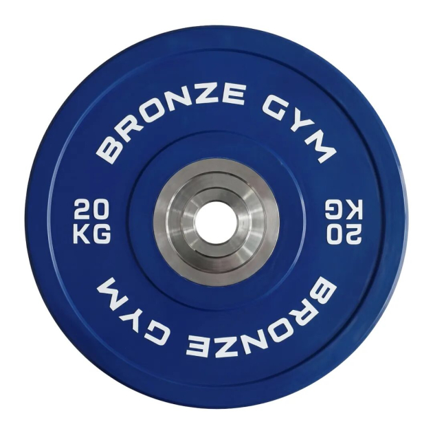 Диск 20 кг BRONZE GYM олимпийский тяжелоатлетический, синий