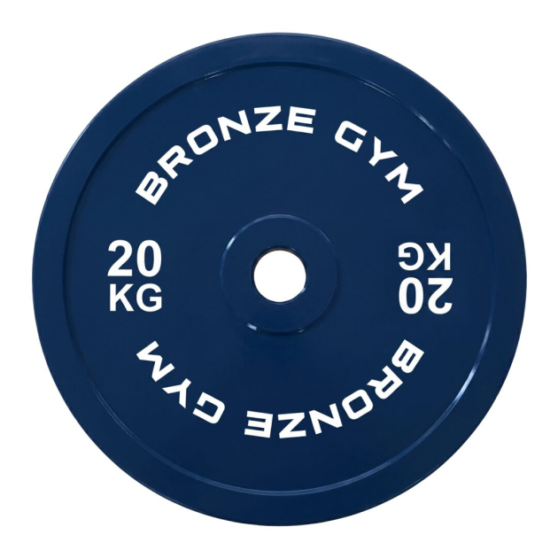 Диск 20 кг BRONZE GYM олимпийский тяжелоатлетический, синий — фото 3
