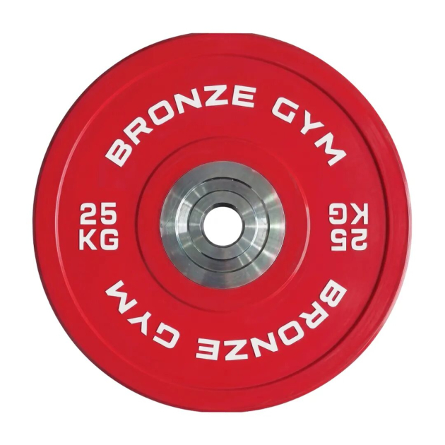 Диск 25 кг BRONZE GYM олимпийский тяжелоатлетический, красный
