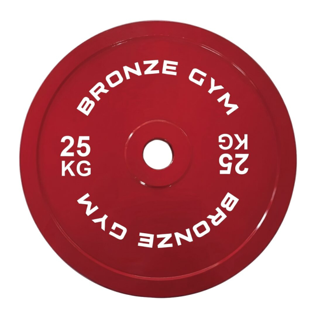 Диск 25 кг BRONZE GYM олимпийский тяжелоатлетический, красный — фото 3