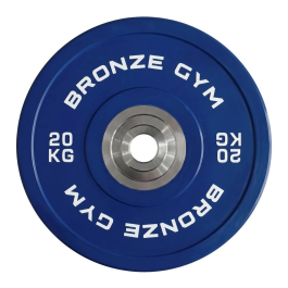 Диск 20 кг BRONZE GYM олимпийский тяжелоатлетический, синий